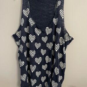 Navy Heart Patterned Women's tank Top eyeshadow distressed look 2x